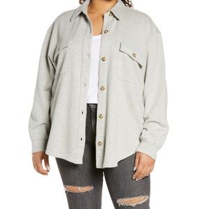 NWT Plus Size Women's Treasure & Bond Knit Shirt Jacket, Size 3X - Grey